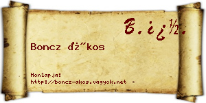 Boncz Ákos névjegykártya