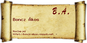 Boncz Ákos névjegykártya